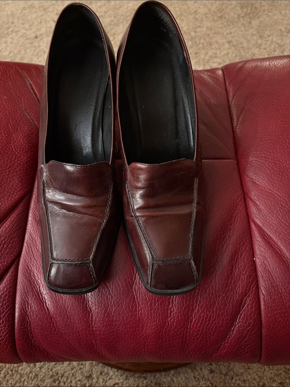 Yves Saint Laurent Women's Burgundy Leather Slip-On Heels 8M